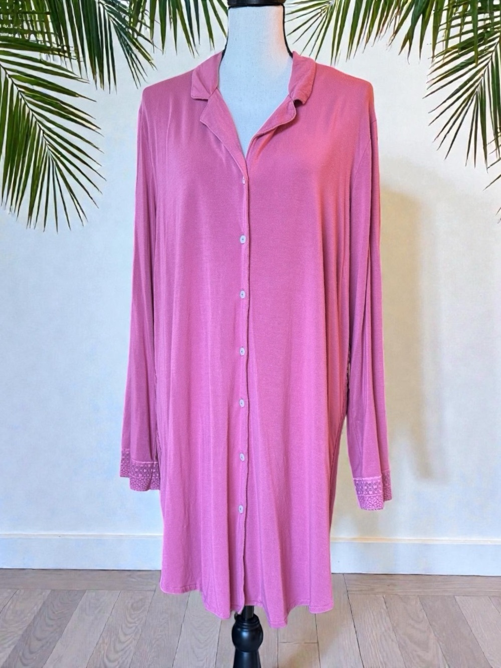 Victoria’s Secret Pink Modal Button Front Sleep Shirt Nightgown XL